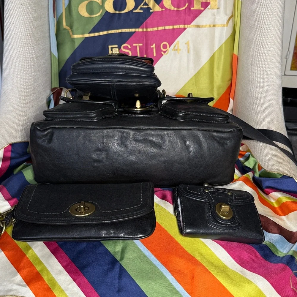 Coach Black Legacy Set-Leigh satchel, Kisslock Wallet, Ltd Ed Clutch, Swingpack - Picture 7 of 13